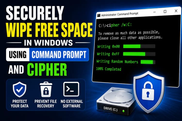 How to Securely Wipe Free Space in Windows Using Command Prompt (No External Software Required)